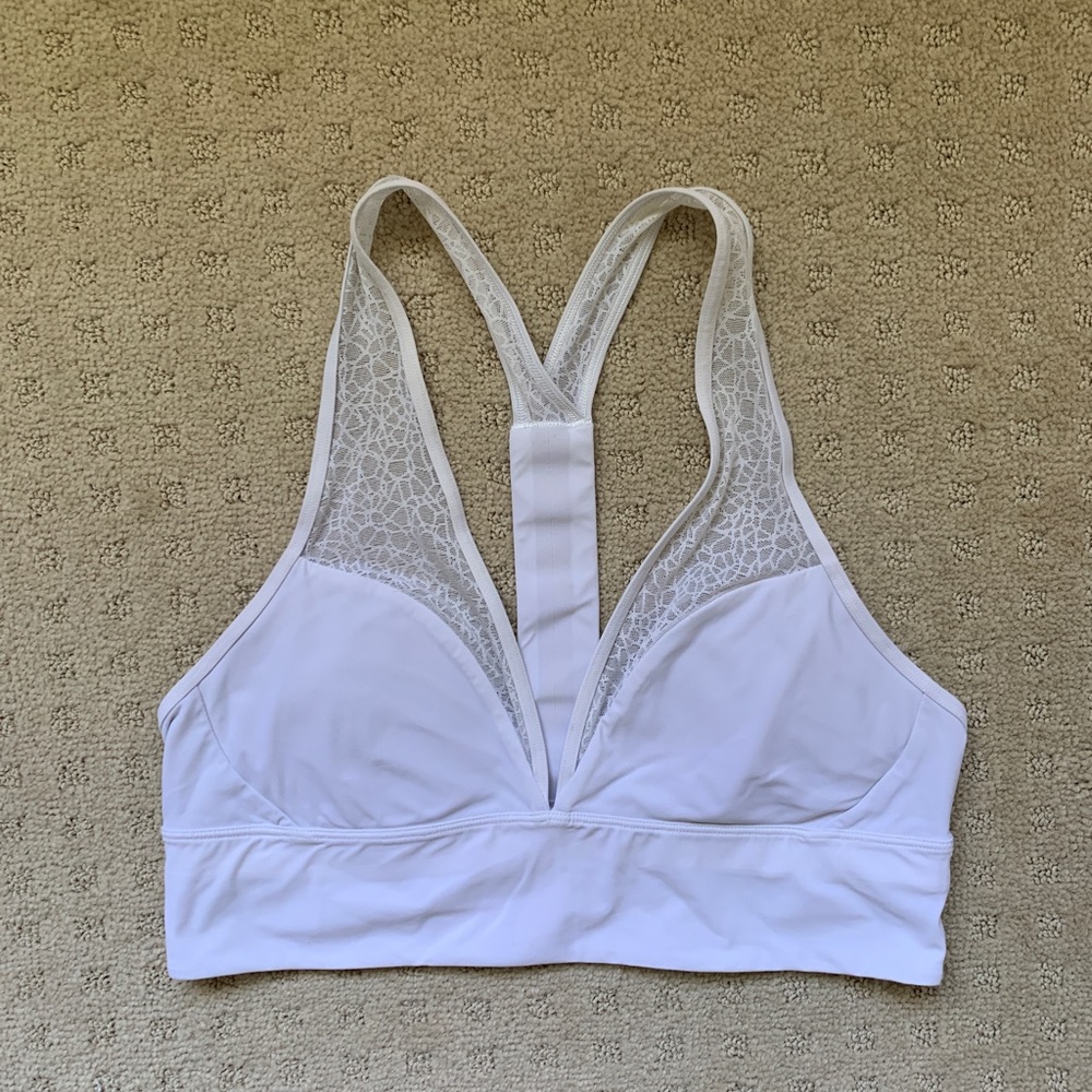 lululemon white sports bra with lace mesh